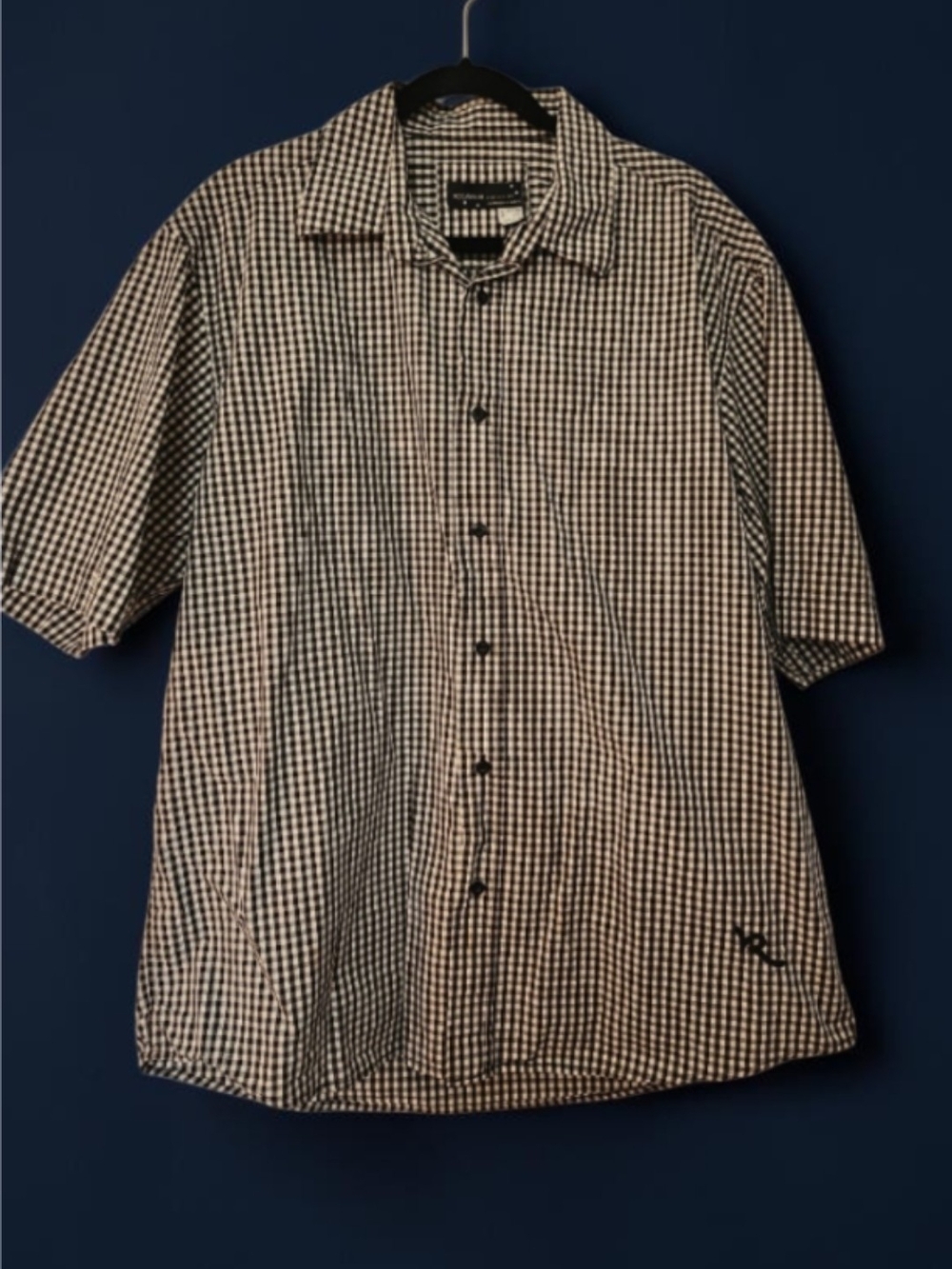 Rocawear Men's Black & White Check Short-Sleeve Button-Up Shirt